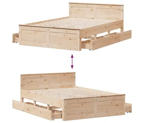 Peatsiga Voodiraam, Ilma Madratsita, 140 X 200 cm Männipuit