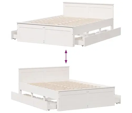 Lovos Rėmas Be Čiužinio Su Galvūgaliu, Baltas, 140X200cm Pušis