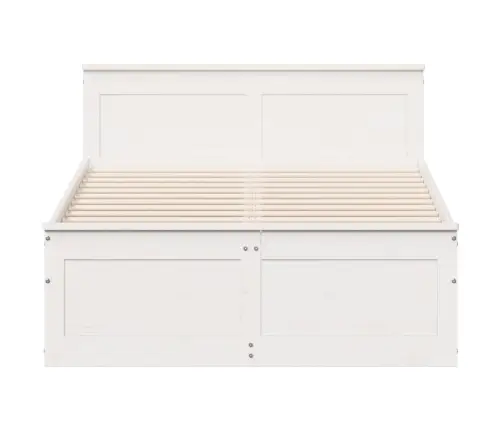 Gulta Bez Matrača, Ar Galvgali, Balta, 120X200 Cm, Priedes Koks Vidaxl