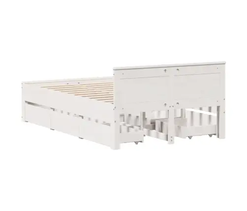 Gulta Bez Matrača, Ar Galvgali, Balta, 120X200 Cm, Priedes Koks Vidaxl