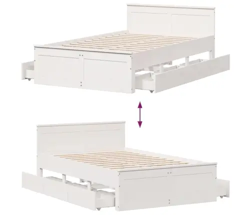 Gulta Bez Matrača, Ar Galvgali, Balta, 120X200 Cm, Priedes Koks Vidaxl