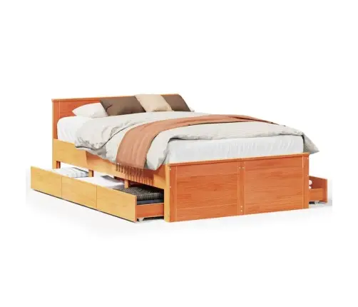 Lovos Rėmas Be Čiužinio Su Galvūgaliu, Rudas, 120X200cm Pušis