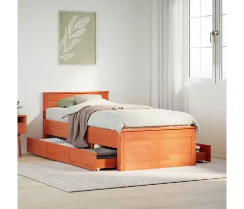 Gulta Bez Matrača, Ar Galvgali, 100X200 Cm, Priedes Koks Vidaxl