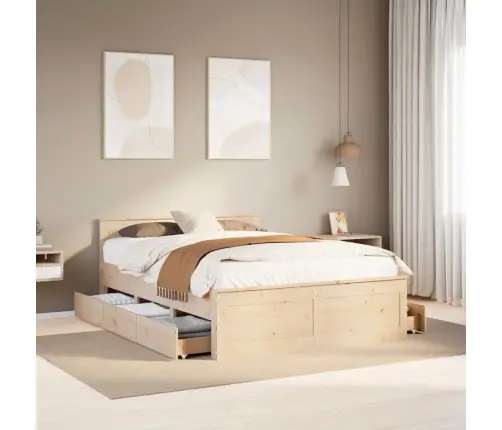 Gulta Bez Matrača, Ar Galvgali, 140X190 Cm, Priedes Koks Vidaxl