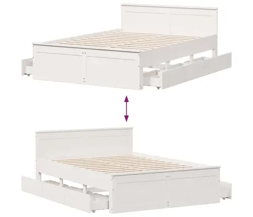 Lovos Rėmas Be Čiužinio Su Galvūgaliu, Baltas, 140X190cm Pušis