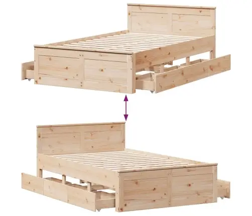 Lovos Rėmas Be Čiužinio Su Galvūgaliu, 135X190cm Pušis