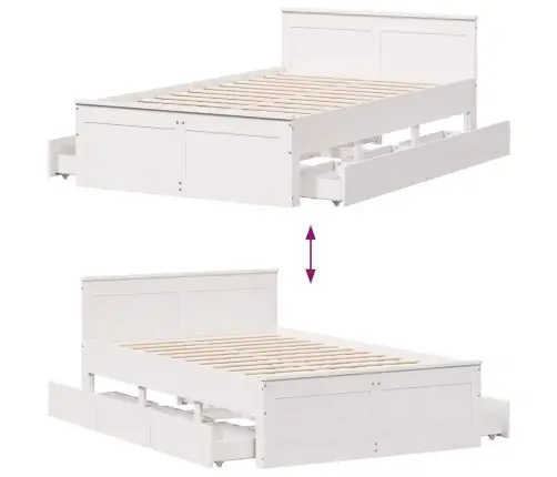 Lovos Rėmas Be Čiužinio Su Galvūgaliu, Baltas, 135X190cm Pušis