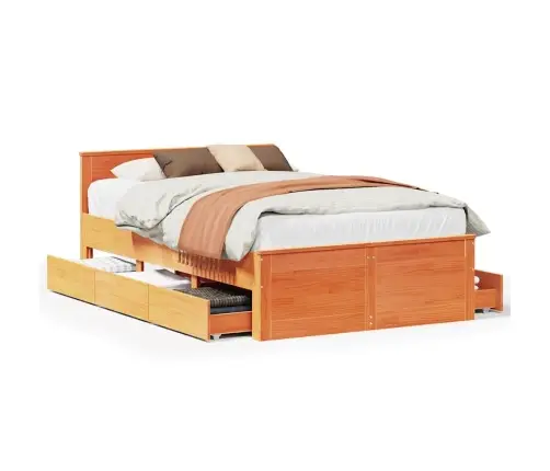 Lovos Rėmas Be Čiužinio Su Galvūgaliu, Rudas, 135X190cm Pušis