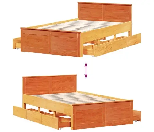 Lovos Rėmas Be Čiužinio Su Galvūgaliu, Rudas, 135X190cm Pušis