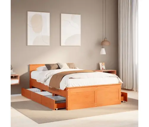 Lovos Rėmas Be Čiužinio Su Galvūgaliu, Rudas, 135X190cm Pušis