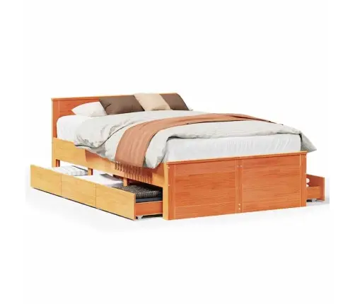 Lovos Rėmas Be Čiužinio Su Galvūgaliu, Rudas, 120X190cm Pušis