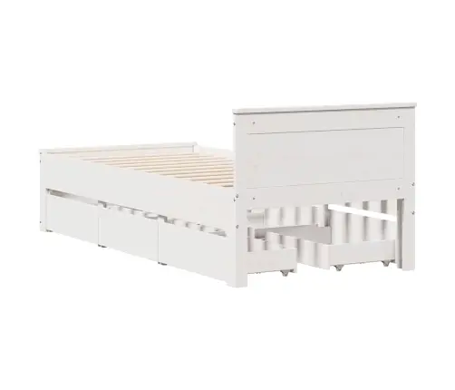 Gulta Bez Matrača, Ar Galvgali, Balta, 75X190 Cm, Priedes Koks Vidaxl