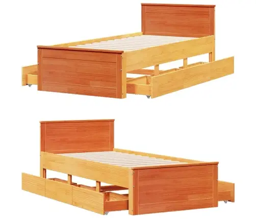 Lovos Rėmas Su Galvūgaliu/Be Čiužinio, Rudas, 75X190cm Pušis