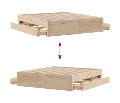 Voodiraam Ilma Madratsita Sahtlite, 200 X 200 cm Männipuit