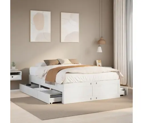 Gulta Bez Matrača, Ar Atvilktnēm, 150X200 Cm, Priedes Masīvkoks Vidaxl