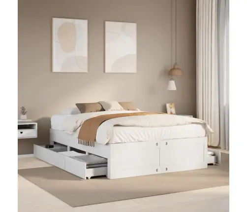 Gulta Bez Matrača, Ar Atvilktnēm, 140X200 Cm, Priedes Masīvkoks Vidaxl