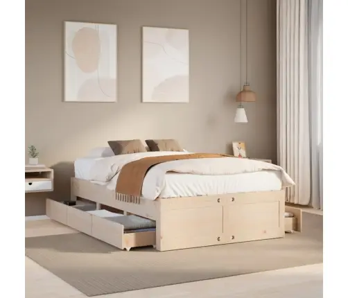 Gulta Bez Matrača, Ar Atvilktnēm, 120X200 Cm, Priedes Masīvkoks Vidaxl