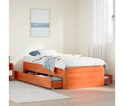 Lovos Rėmas Be Čiužinio Su Stalčiais, Ruda, 100X200cm Pušis