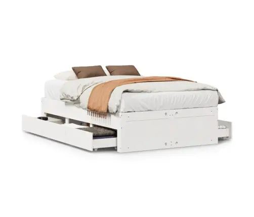 Lovos Rėmas Be Čiužinio Su Stalčiais, Baltas, 135X190cm Pušis