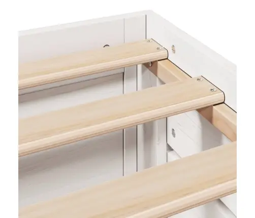 Voodi Ilma Madratsita Sahtlitega, Valge, 75 X 190 cm Männipuit