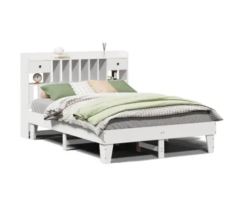 Gulta Bez Matrača, Balts, 150X200 Cm, Priedes Masīvkoks Vidaxl