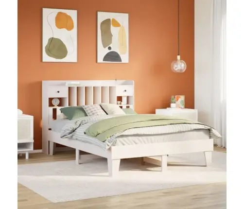 Gulta Bez Matrača, Balts, 150X200 Cm, Priedes Masīvkoks Vidaxl