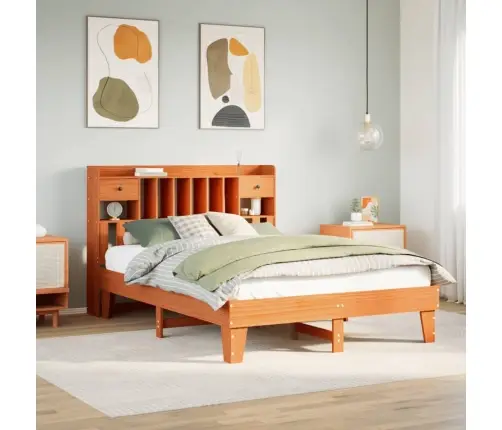 Gulta Bez Matrača, Vaska Brūnas, 150X200 Cm, Priedes Masīvkoks Vidaxl