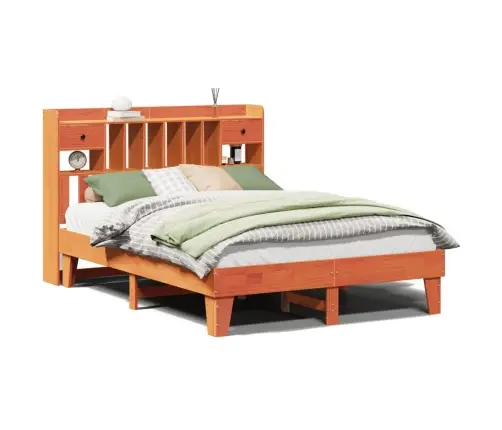 Gulta Bez Matrača, Vaska Brūnas, 140X200 Cm, Priedes Masīvkoks Vidaxl