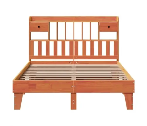 Gulta Bez Matrača, Vaska Brūnas, 140X200 Cm, Priedes Masīvkoks Vidaxl