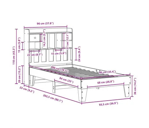 Gulta Bez Matrača, 90X200 Cm, Priedes Masīvkoks Vidaxl