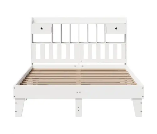 Gulta Bez Matrača, Balts, 140X190 Cm, Priedes Masīvkoks Vidaxl