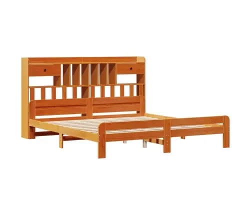 Gulta Ar Grāmatu Plauktu, Bez Matrača, 200X200 Cm, Priedes Koks Vidaxl