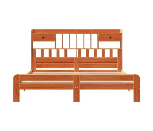 Gulta Ar Grāmatu Plauktu, Bez Matrača, 200X200 Cm, Priedes Koks Vidaxl