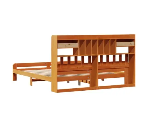 Gulta Ar Grāmatu Plauktu, Bez Matrača, 200X200 Cm, Priedes Koks Vidaxl