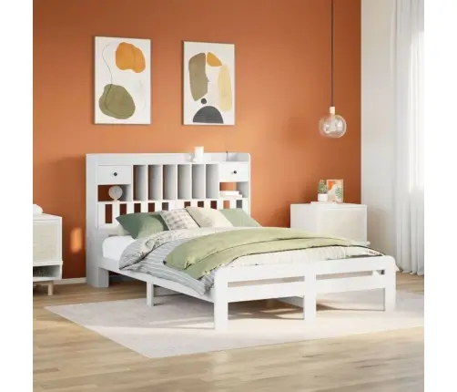 Gulta Ar Grāmatu Plauktu, Bez Matrača, 160X200 Cm, Priedes Koks Vidaxl