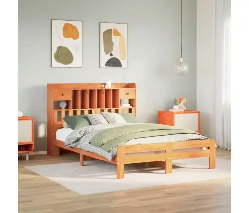 Lova Su Knygų Spinta Be Čiužinio, Ruda, 150X200cm Pušis