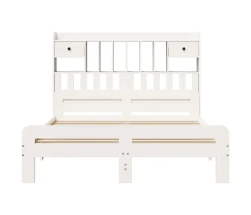 Lova Su Knygų Spinta Be Čiužinio, Balta, 140X200cm Pušis