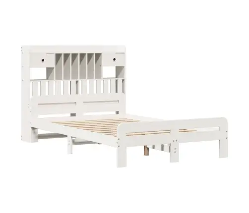 Gulta Ar Grāmatu Plauktu, Bez Matrača, 135X190 Cm, Priedes Koks Vidaxl