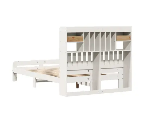 Gulta Ar Grāmatu Plauktu, Bez Matrača, 135X190 Cm, Priedes Koks Vidaxl