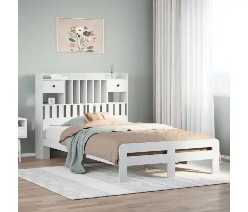 Gulta Ar Grāmatu Plauktu, Bez Matrača, 135X190 Cm, Priedes Koks Vidaxl