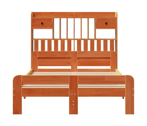 Gulta Ar Grāmatu Plauktu, Bez Matrača, 135X190 Cm, Priedes Koks Vidaxl