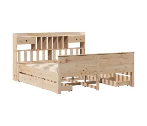 Lova Su Knygų Spinta Be Čiužinio, 180X200cm Pušies Masyvas