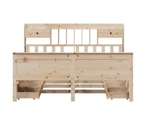 Lova Su Knygų Spinta Be Čiužinio, 180X200cm Pušies Masyvas