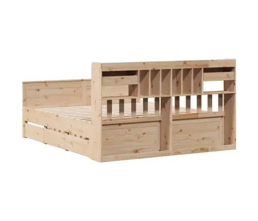 Lova Su Knygų Spinta Be Čiužinio, 180X200cm Pušies Masyvas