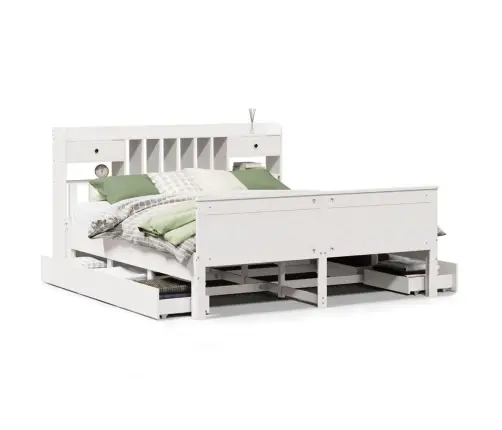 Lova Su Knygų Spinta Be Čiužinio, Balta, 180X200cm Pušis