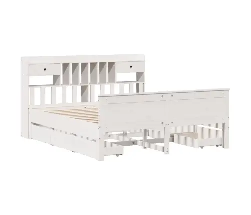 Lova Su Knygų Spinta Be Čiužinio, Balta, 180X200cm Pušis