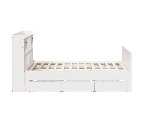 Lova Su Knygų Spinta Be Čiužinio, Balta, 180X200cm Pušis