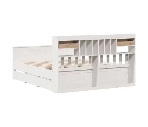 Lova Su Knygų Spinta Be Čiužinio, Balta, 180X200cm Pušis