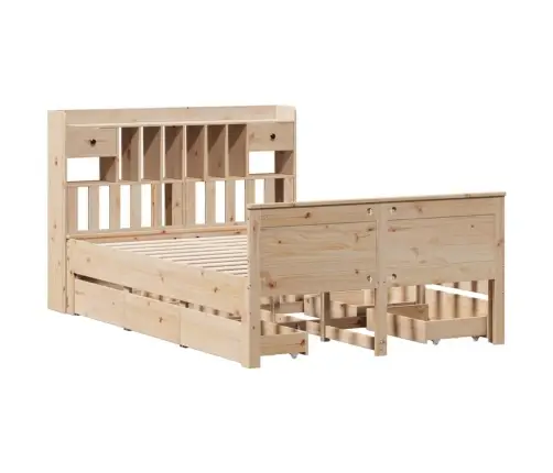 Gulta Ar Grāmatu Plauktu, Bez Matrača, 160X200 Cm, Priedes Koks Vidaxl