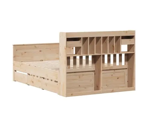 Gulta Ar Grāmatu Plauktu, Bez Matrača, 160X200 Cm, Priedes Koks Vidaxl